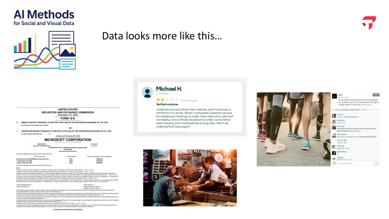 Slide: Business data looks less like a spreadsheet and more like this