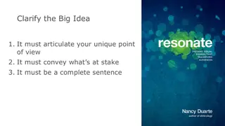 The big idea: your point of view and what is at stake, in one complete sentence