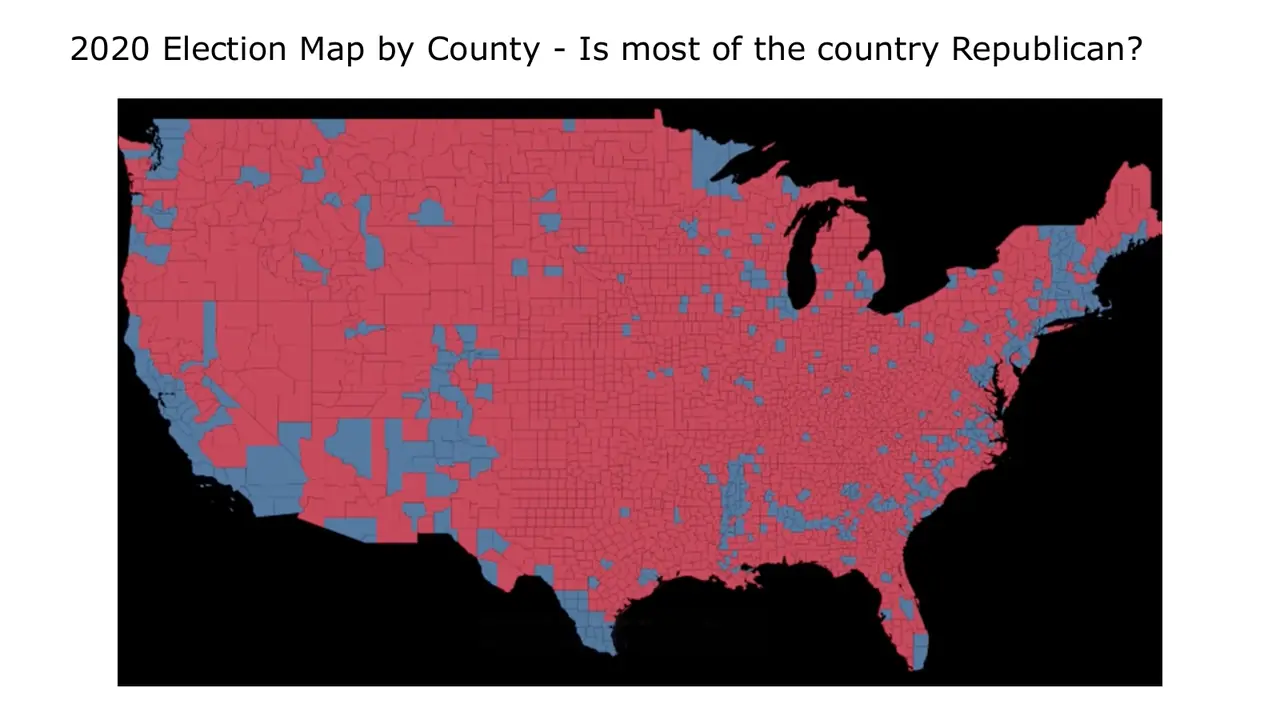 Slide: The 2020 election by county: is most of the country Republican?