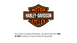 Harley-Davidson's stock fell from $54 to $49 on news of declining profits