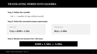 Translating words into algebra: cost and revenue as functions of cups sold